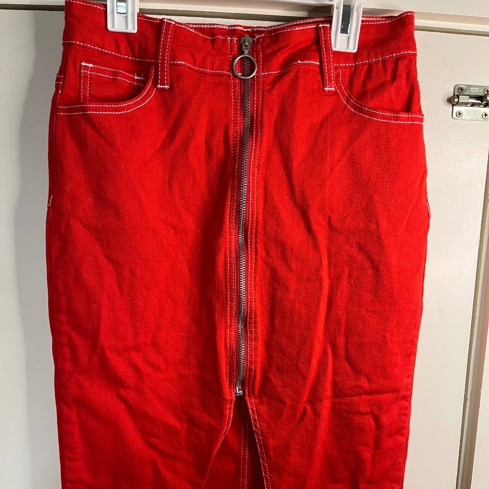 Pencil Hot Red Skirt